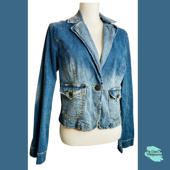 Vintage Pierre Cardin Stonewash Blue Jean Jacket Sz Large - Picture 1 of 15